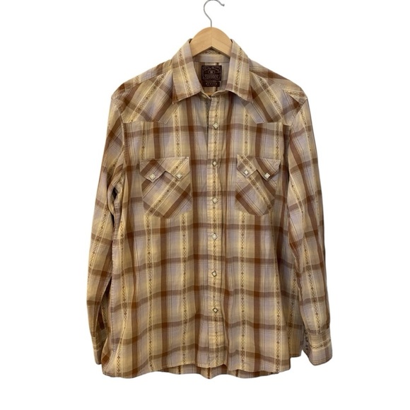 Lucky Brand Mens Plaid Snap Button Western Shirt - Picture 1 of 10